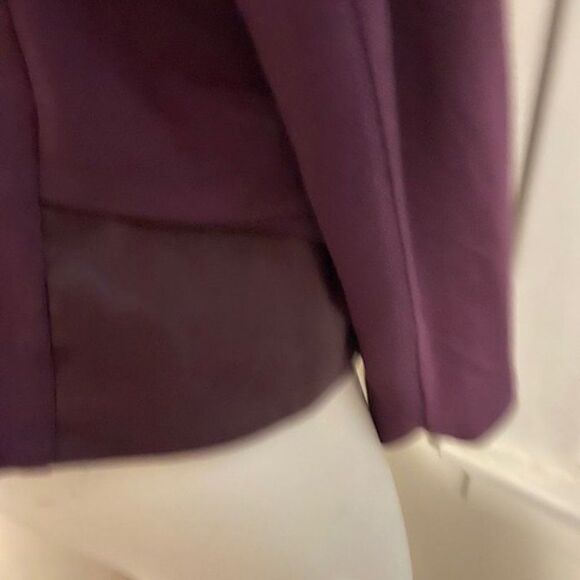 Ashley Stewart Plum open blazer with faux leather on side, size 12 - Picture 3 of 4